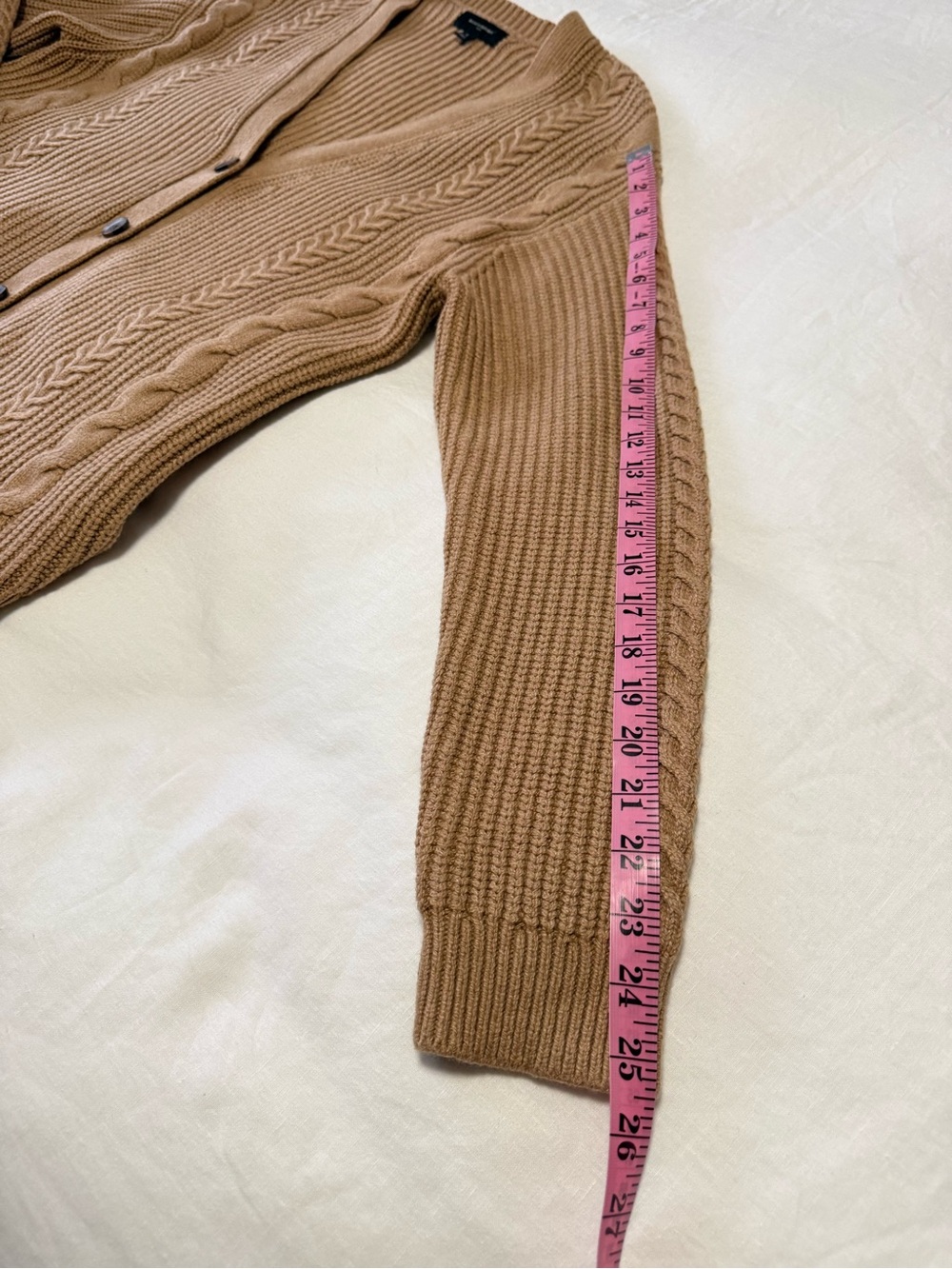 Banana Republic | Women’s Large | Camel Chunky Cable Knit Sweater Cardigan - Picture 5 of 11